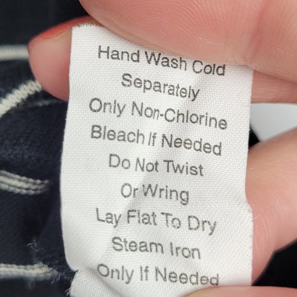 CAbi #276 The Flirt Black Beige Stripe Ruffle Cardigan Sweater - Picture 6 of 7